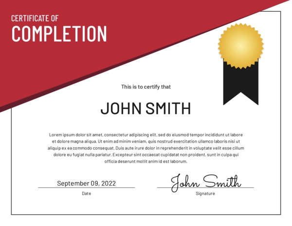 Sharp Certificate
