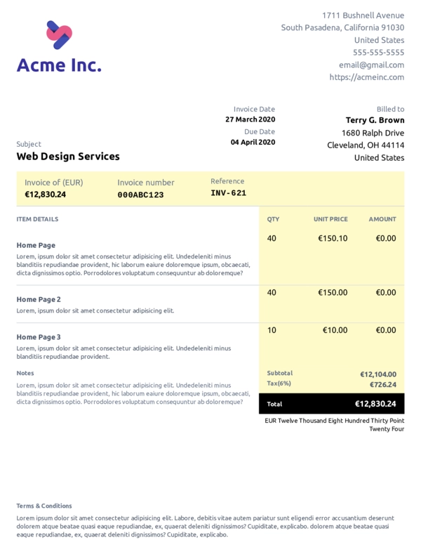 Highlighted Invoice
